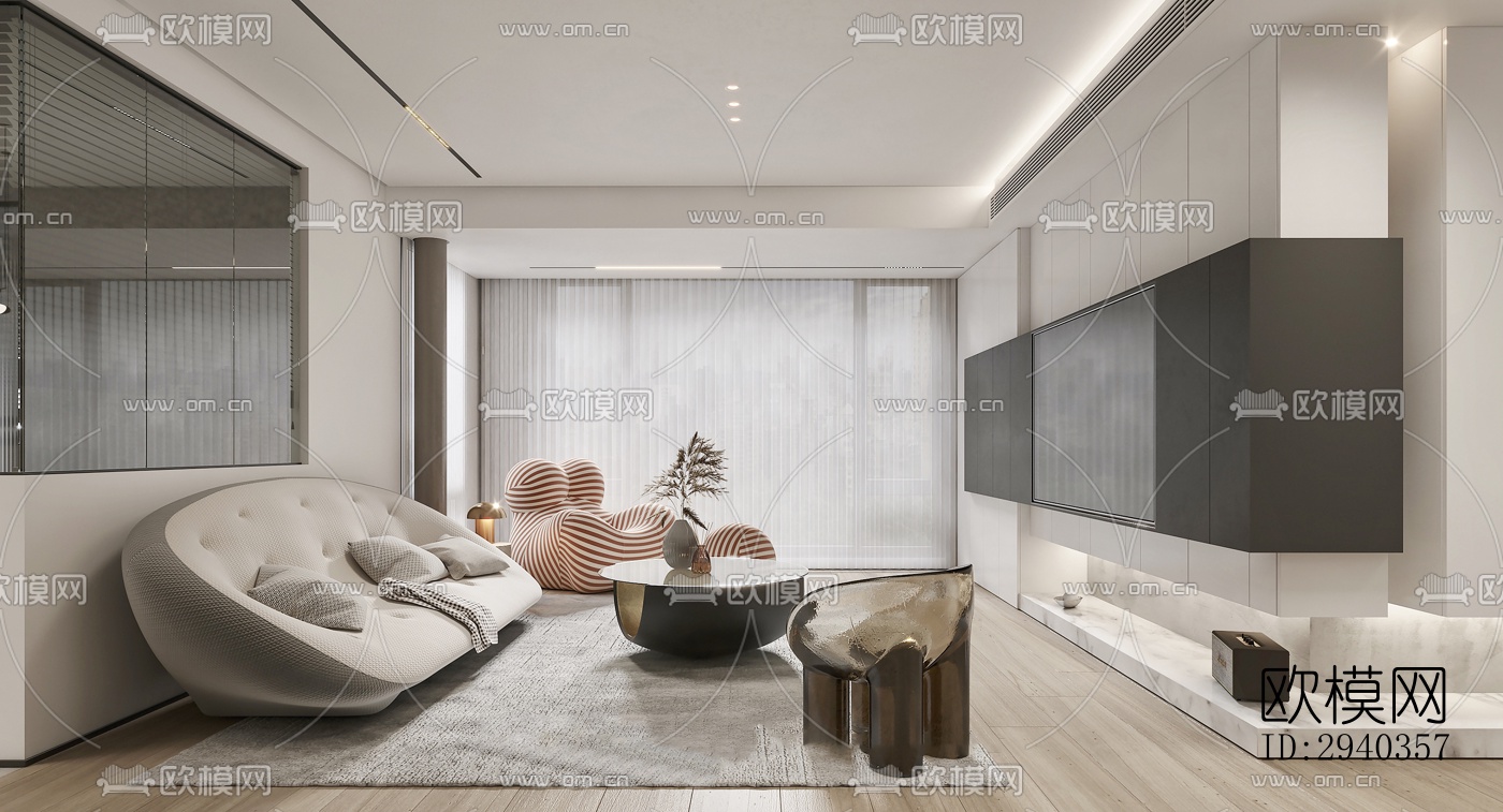 现代平层效果图下载（渲染图7）