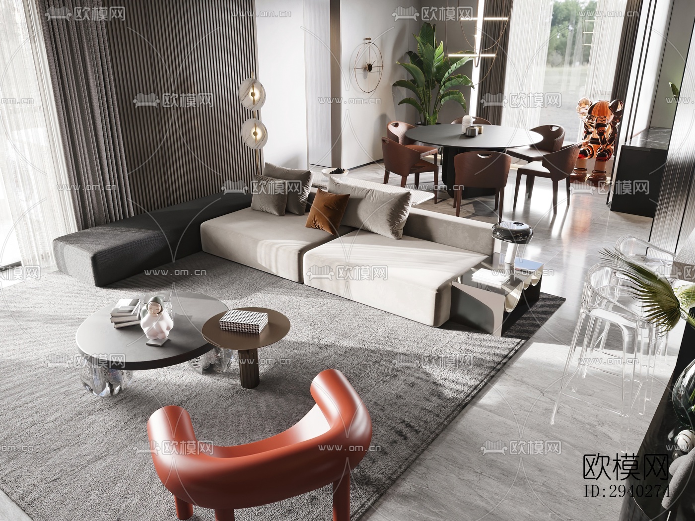 现代平层效果图下载（渲染图6）