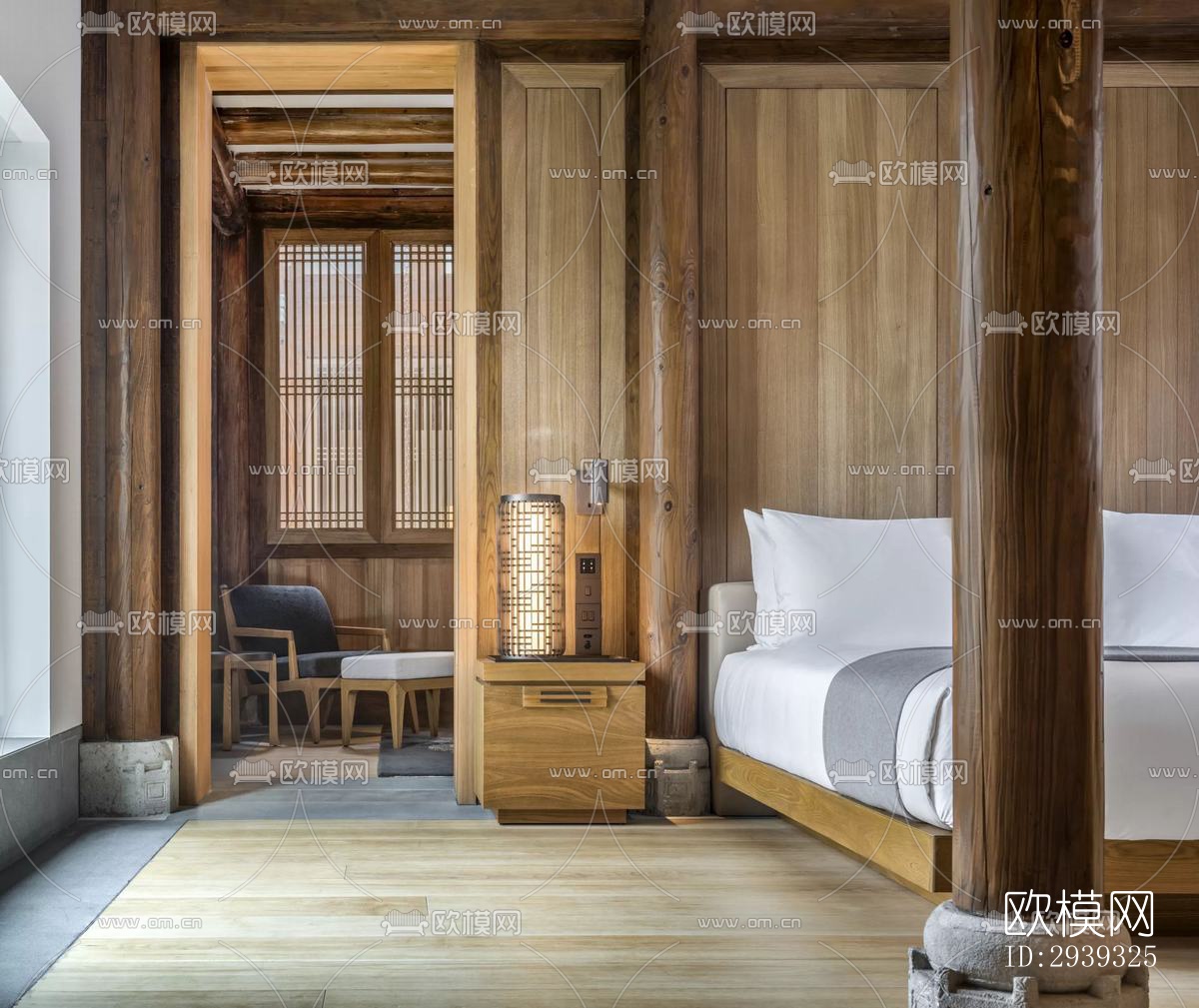 新中式酒店民宿效果图下载（渲染图1）