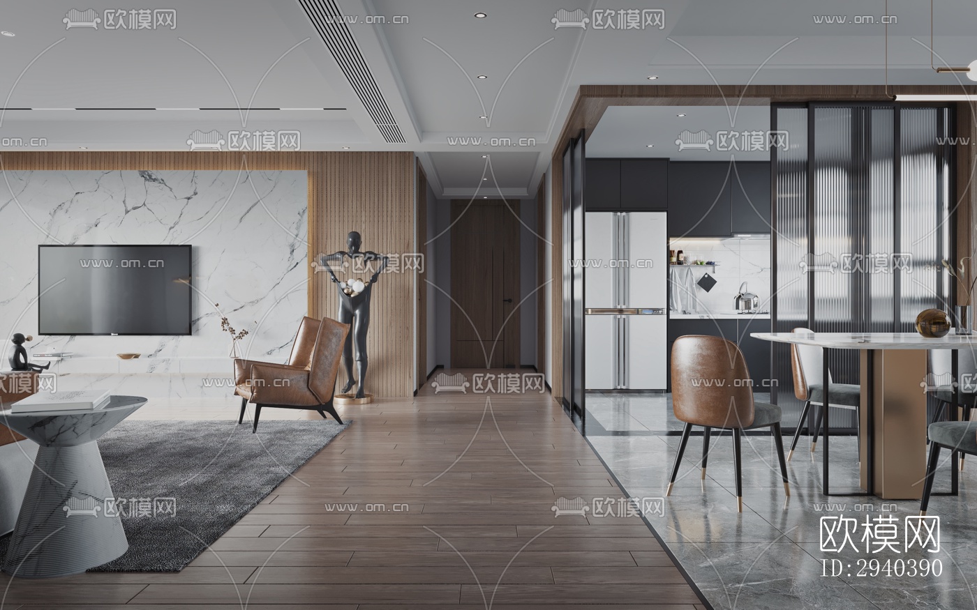 现代平层效果图下载（渲染图4）