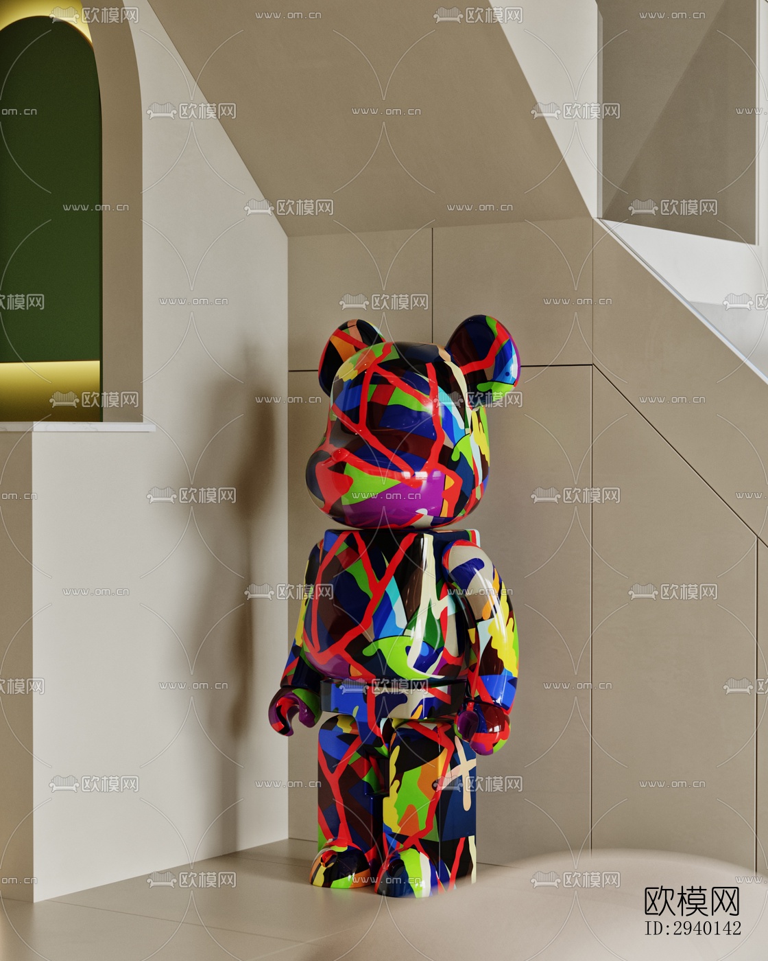 奶油风平层效果图下载（渲染图5）