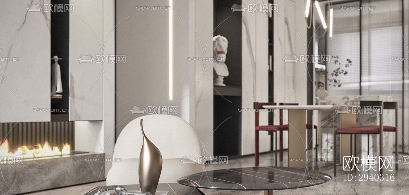 现代平层效果图下载（渲染图3）