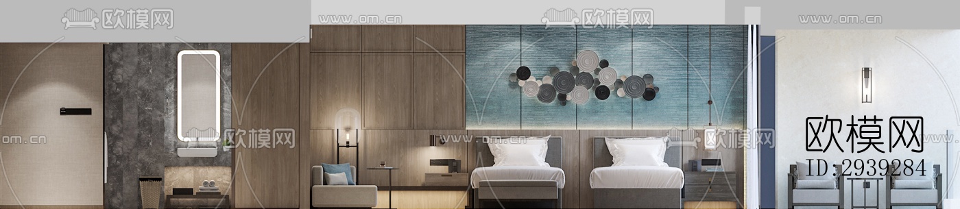 新中式酒店民宿效果图下载（渲染图3）