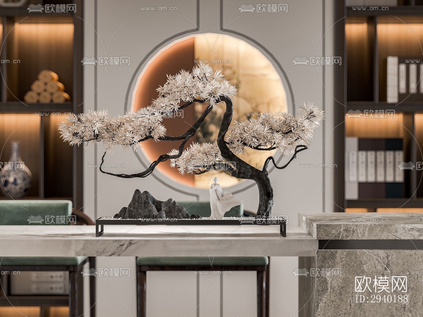 新中式平层效果图下载（渲染图3）