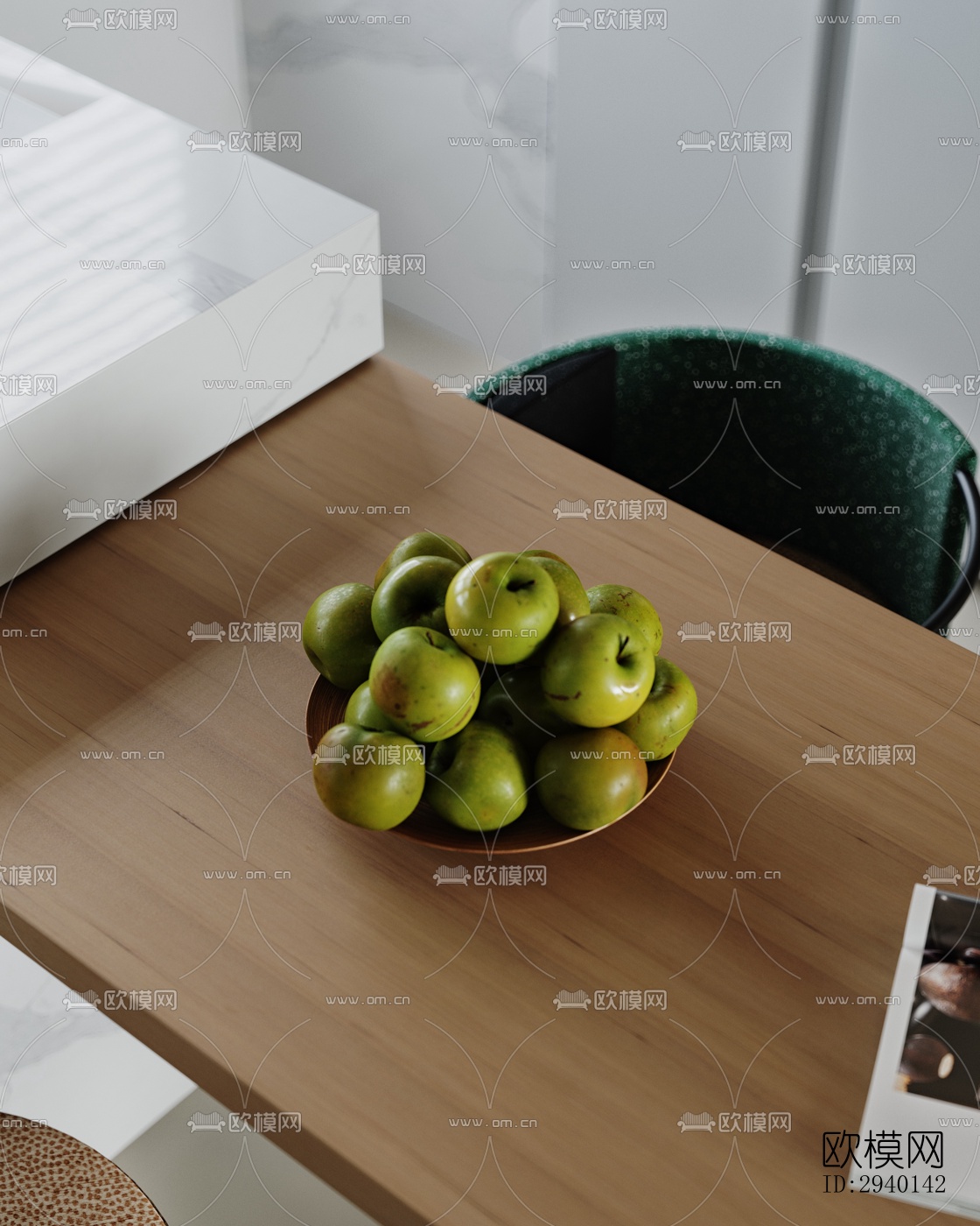 奶油风平层效果图下载（渲染图3）