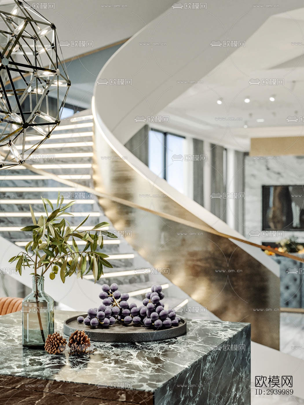 美式复式效果图下载（渲染图4）