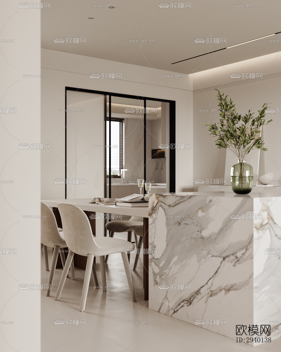 奶油风平层效果图下载（渲染图4）