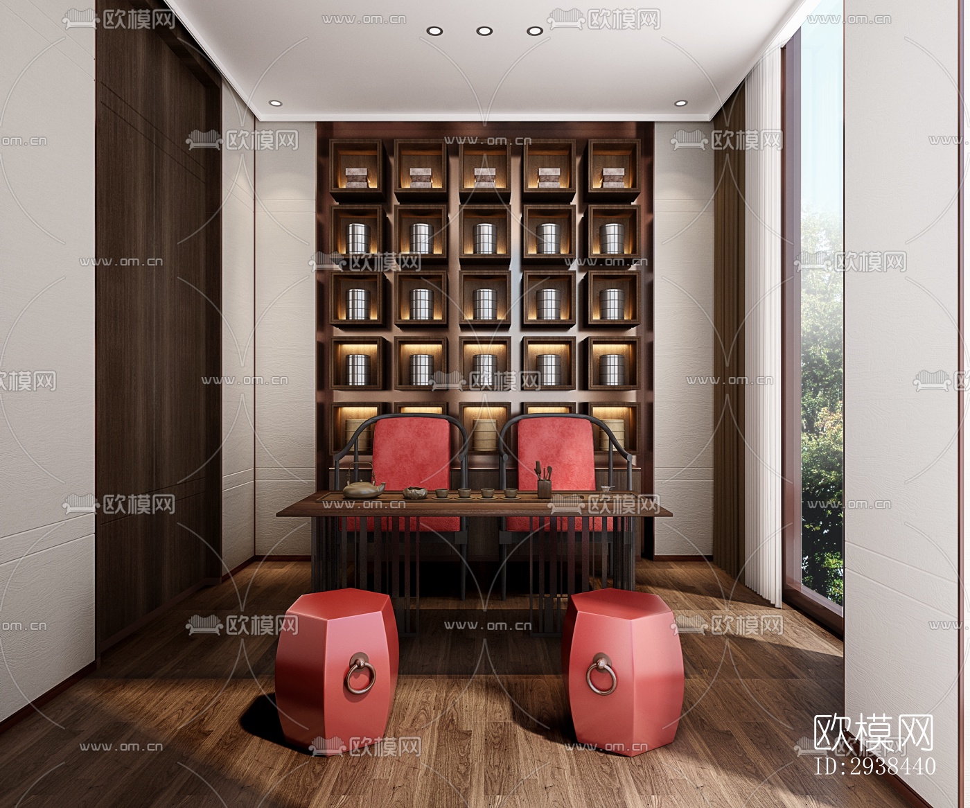 新中式售楼处效果图下载（渲染图8）