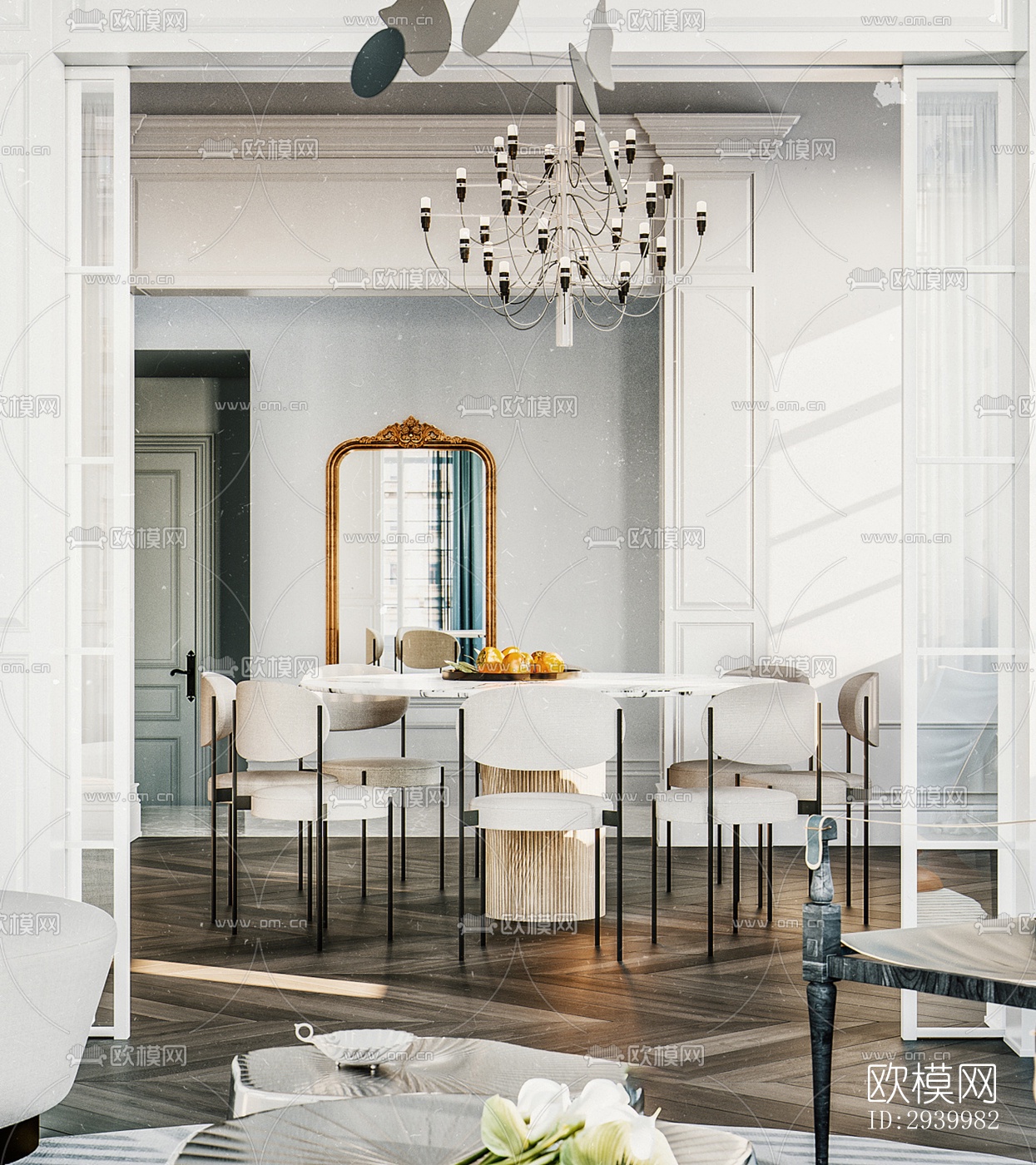 美式复式效果图下载（渲染图4）