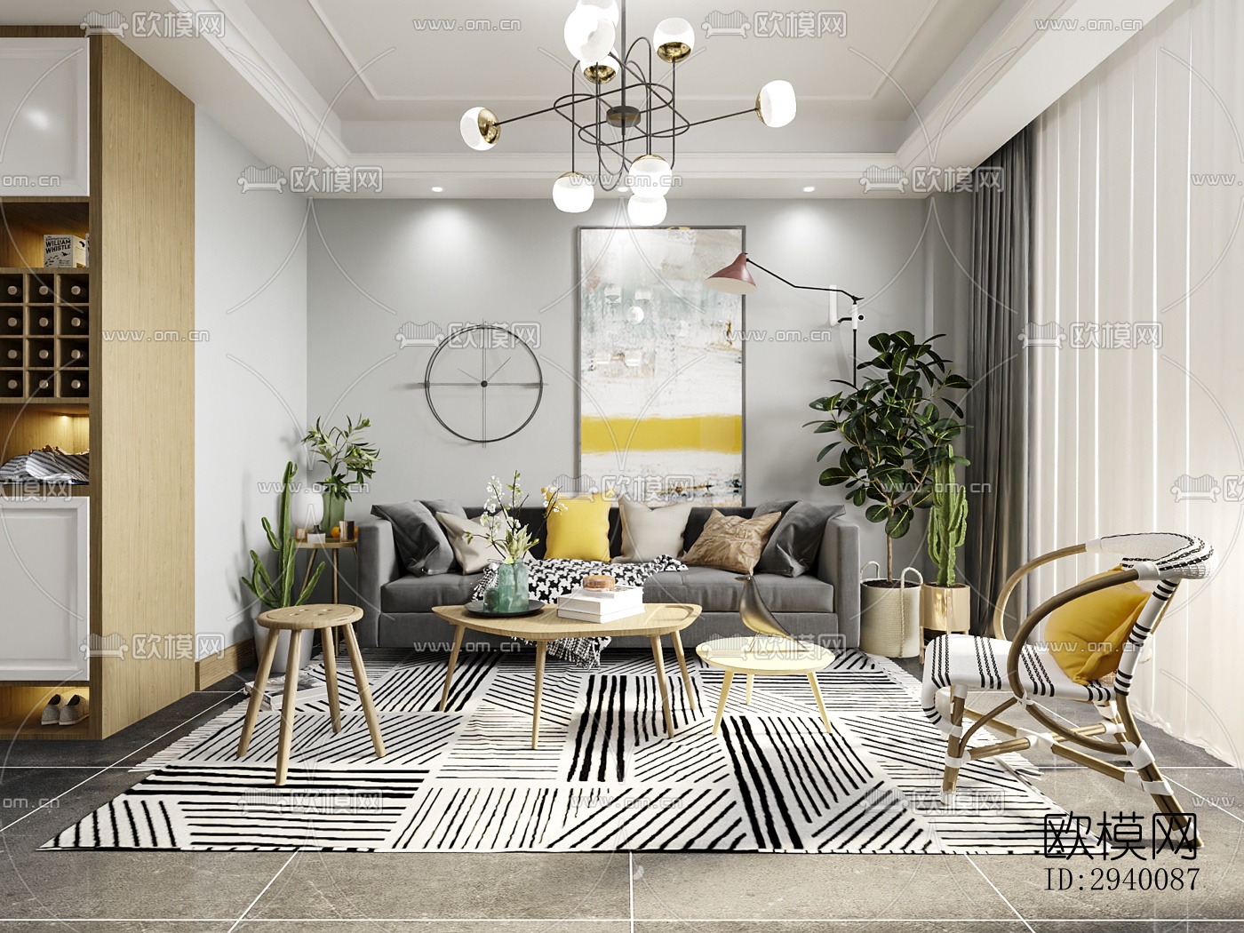 北欧平层效果图下载（渲染图8）