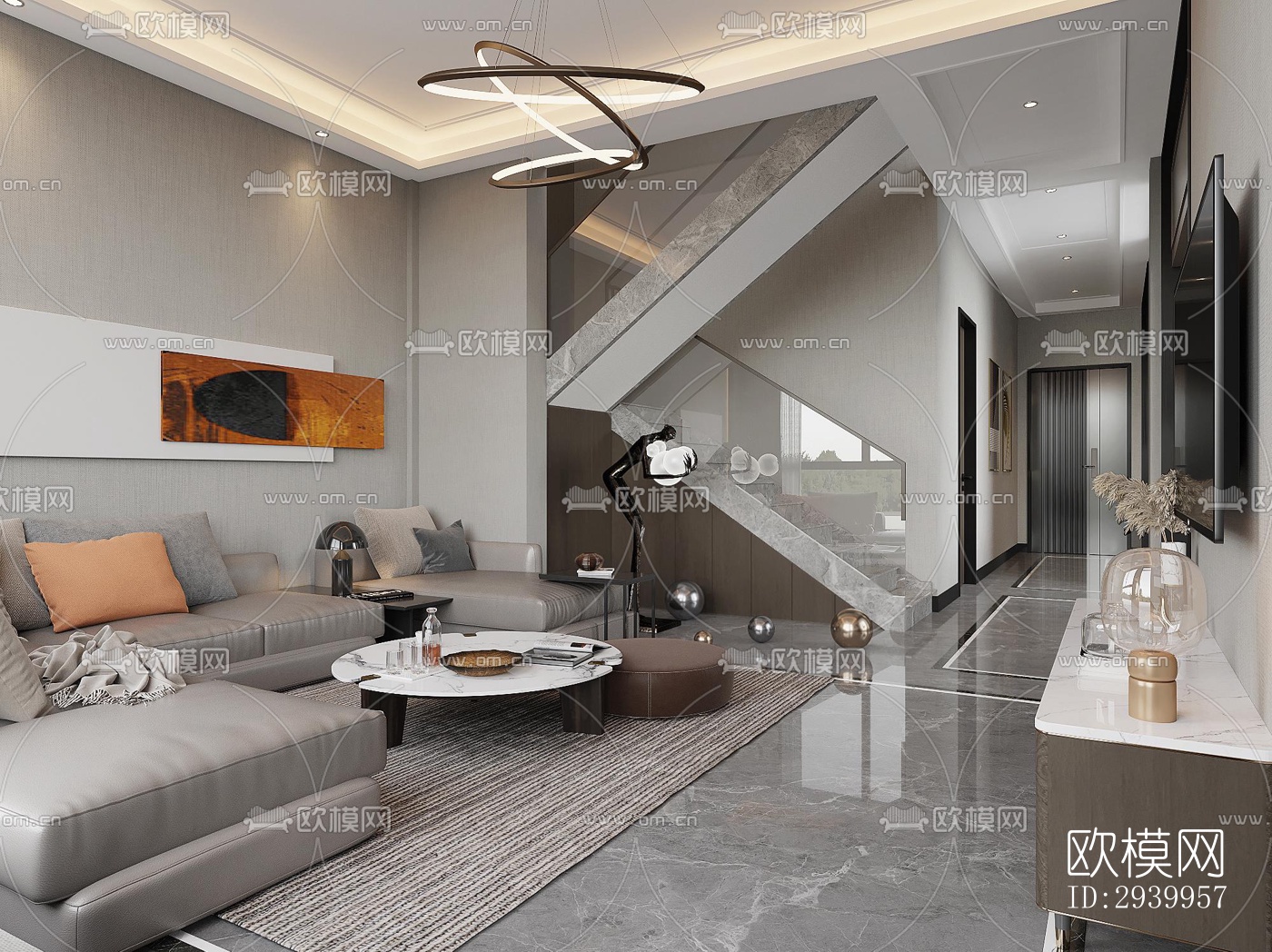 现代复式效果图下载（渲染图1）