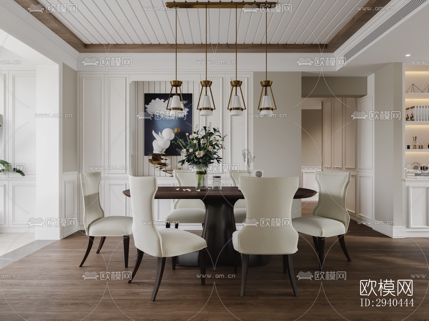 美式平层效果图下载（渲染图3）