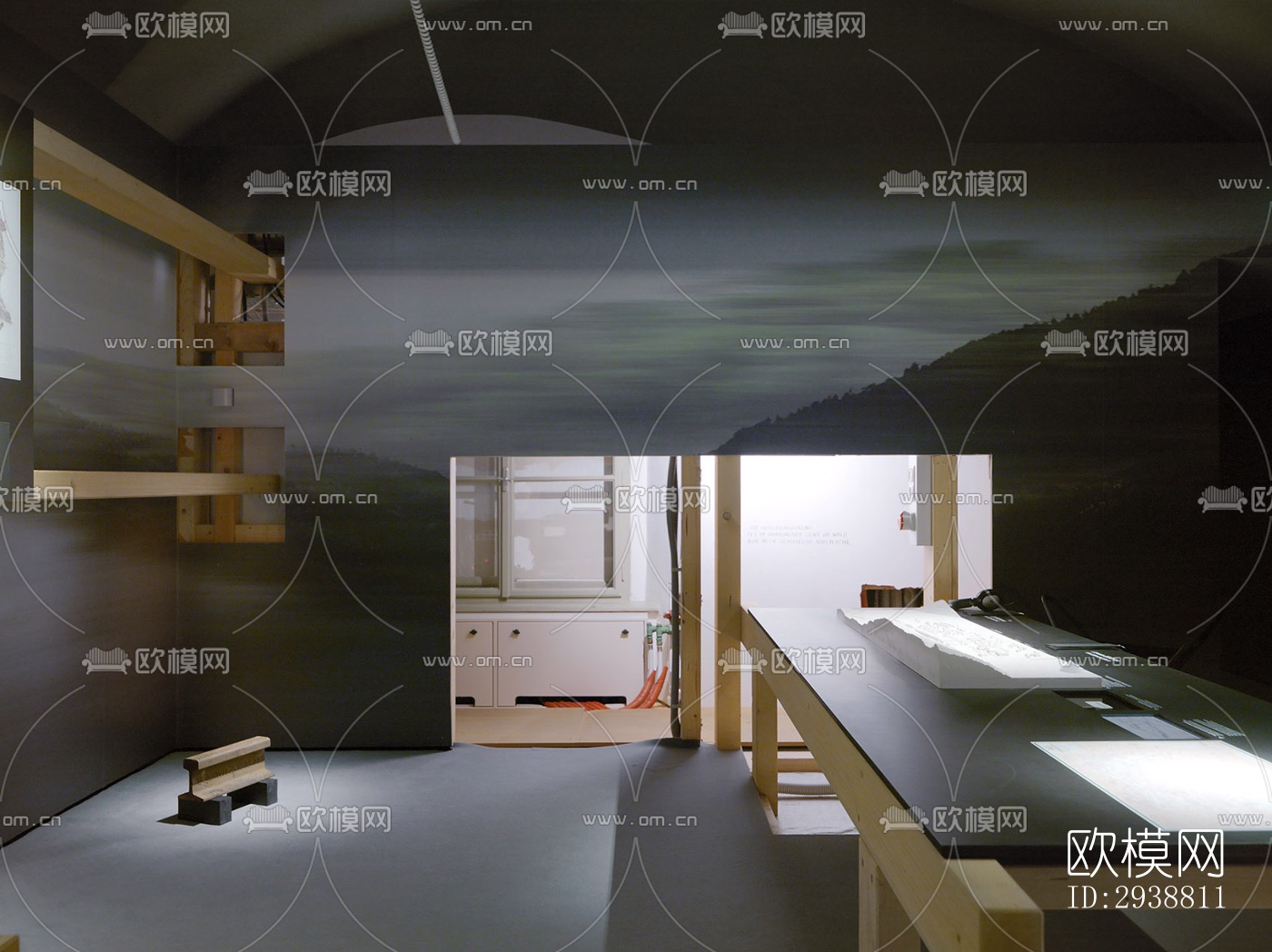 高级灰展览展厅效果图下载（渲染图5）