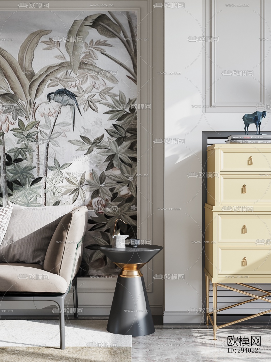 欧式平层效果图下载（渲染图1）