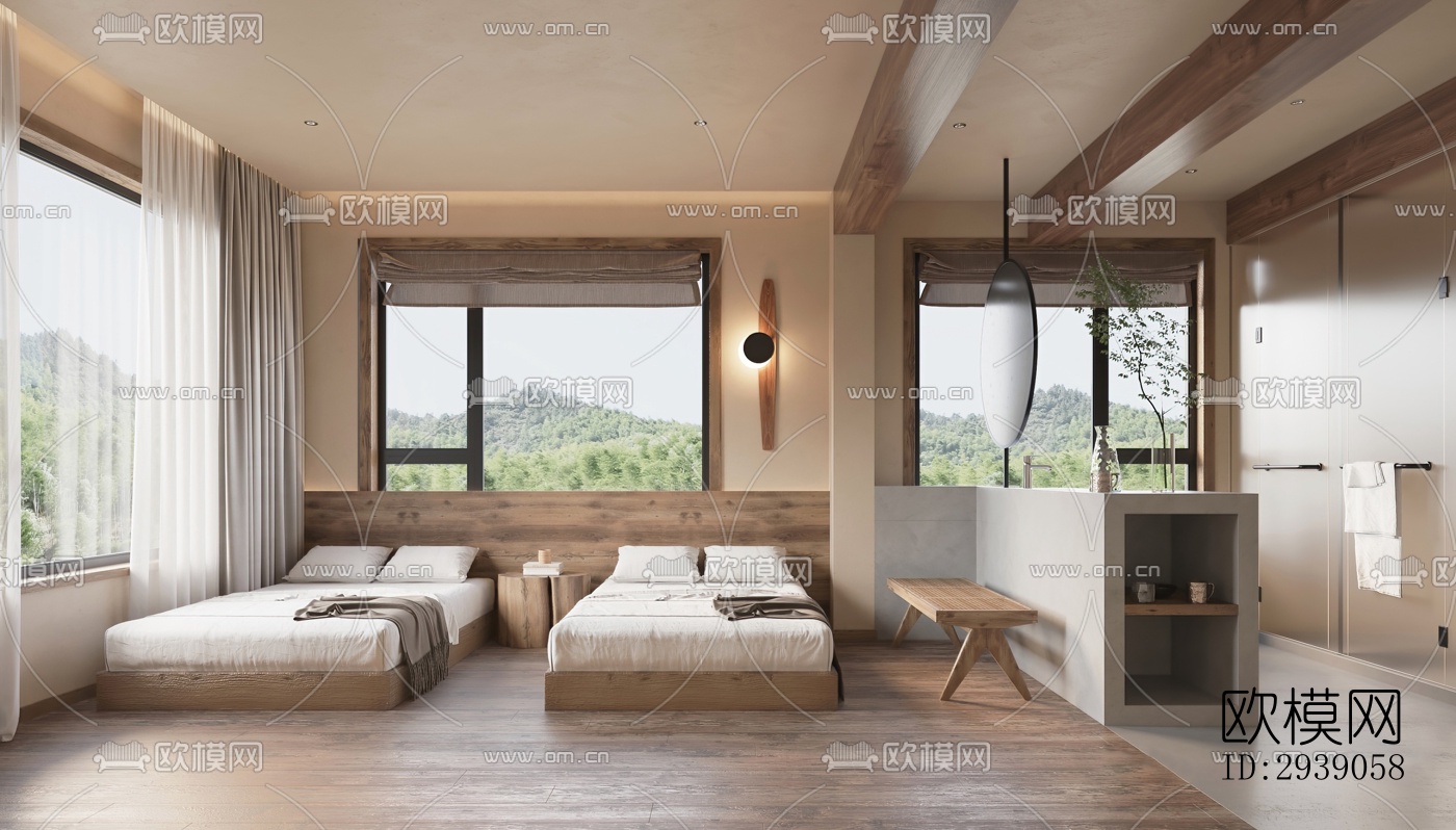 侘寂酒店民宿效果图下载（渲染图10）