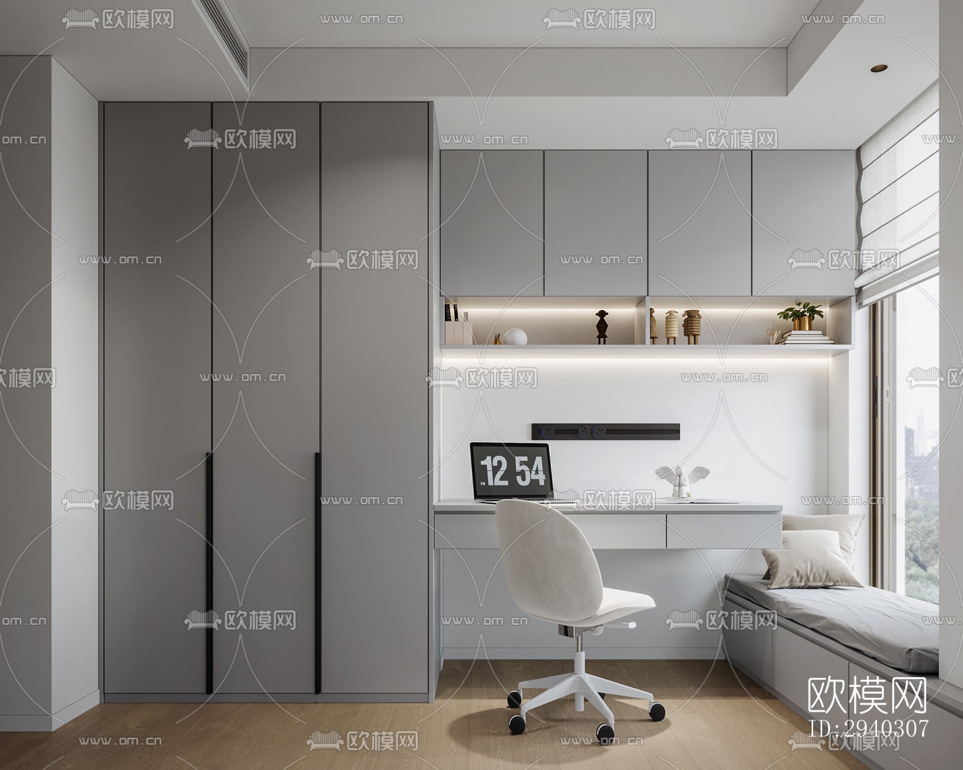 现代平层效果图下载（渲染图12）