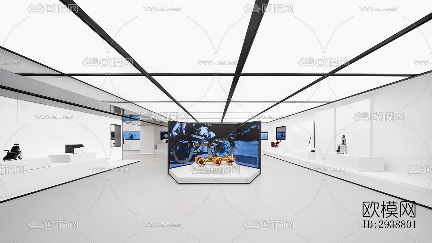 高级灰展览展厅效果图下载（渲染图9）