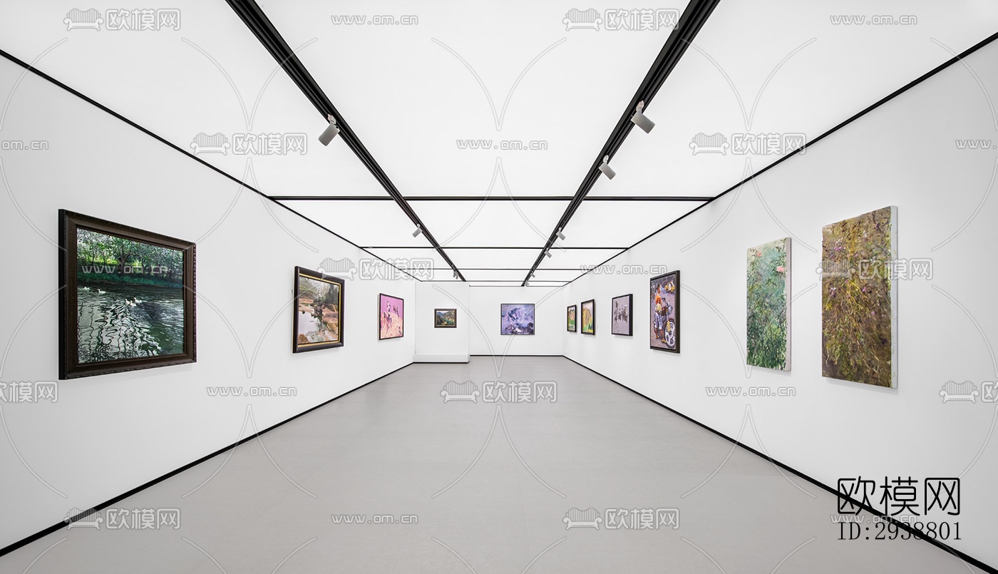 高级灰展览展厅效果图下载（渲染图5）