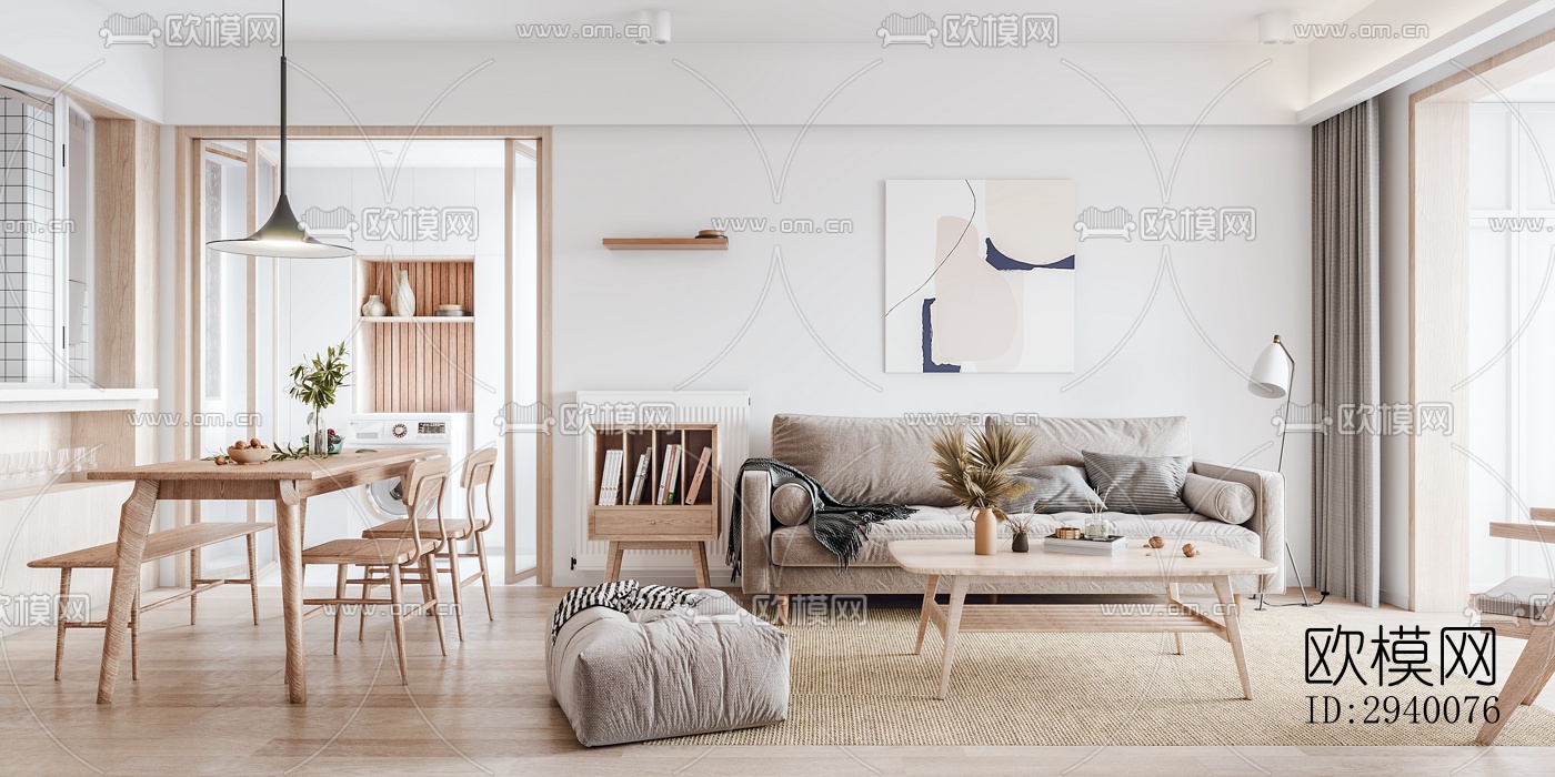 北欧平层效果图下载（渲染图6）