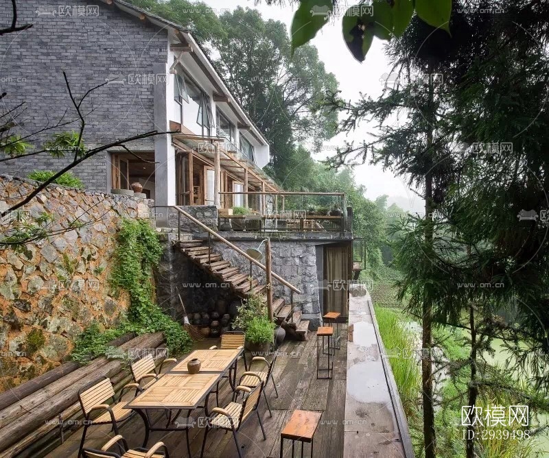 现代酒店民宿效果图下载（渲染图1）