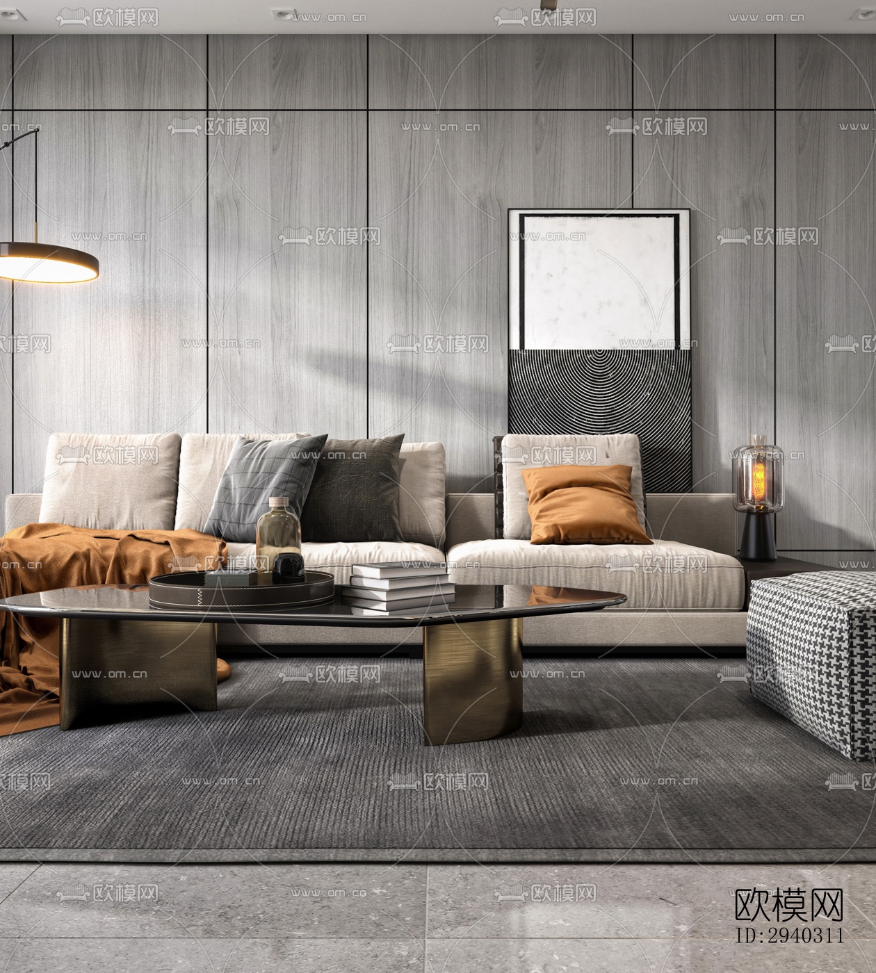 现代平层效果图下载（渲染图10）