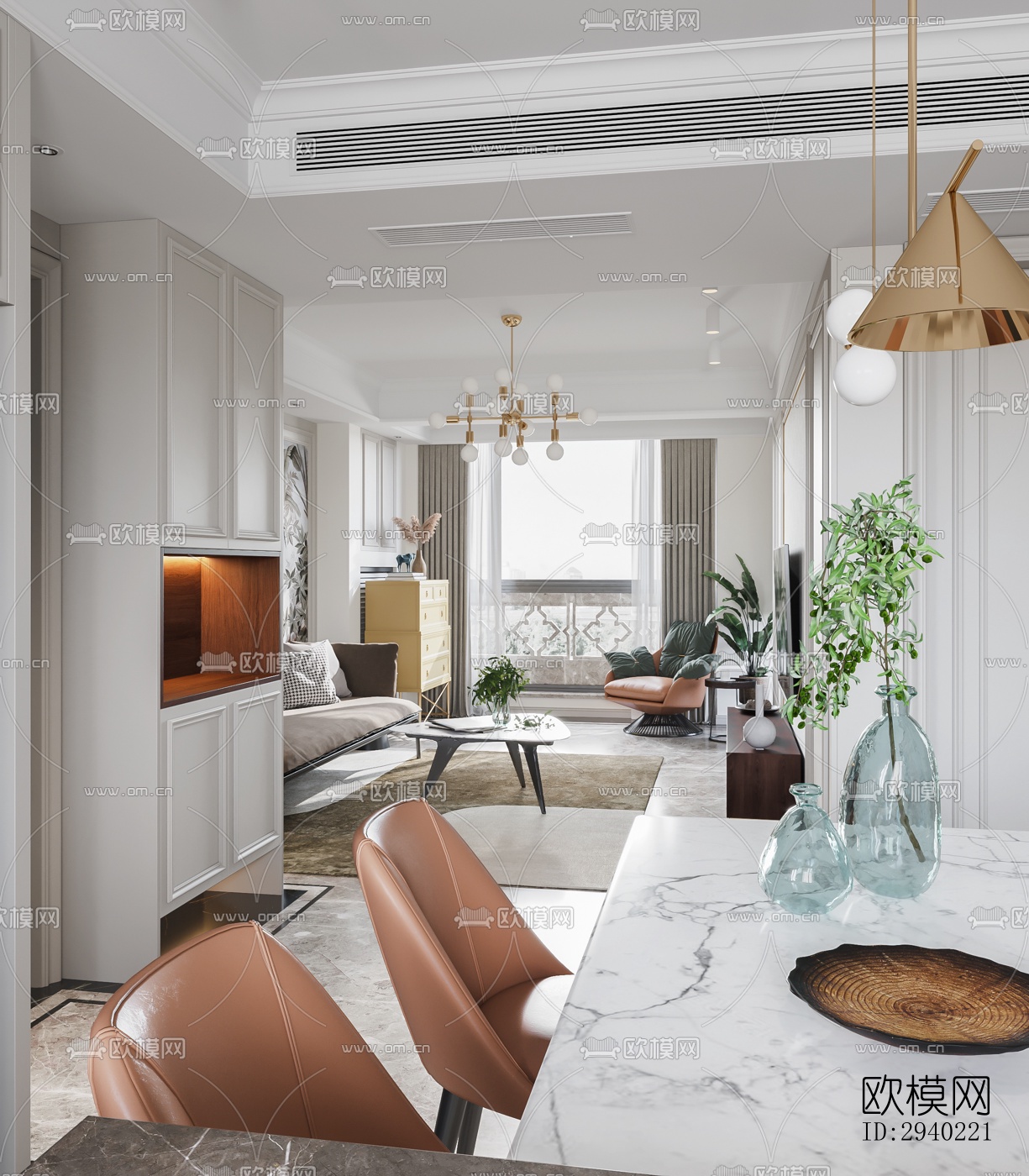 欧式平层效果图下载（渲染图3）