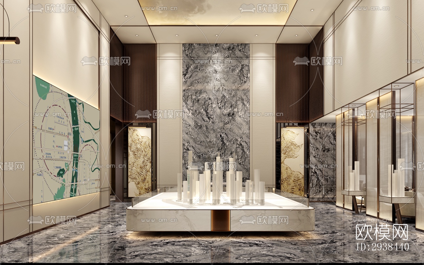 新中式售楼处效果图下载（渲染图5）