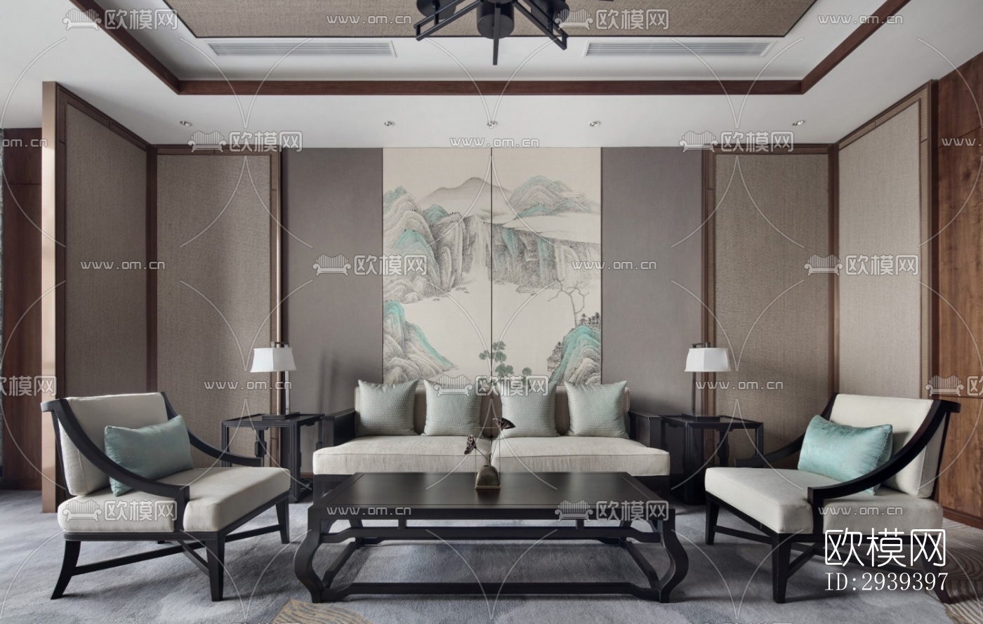 新中式酒店民宿效果图下载（渲染图10）