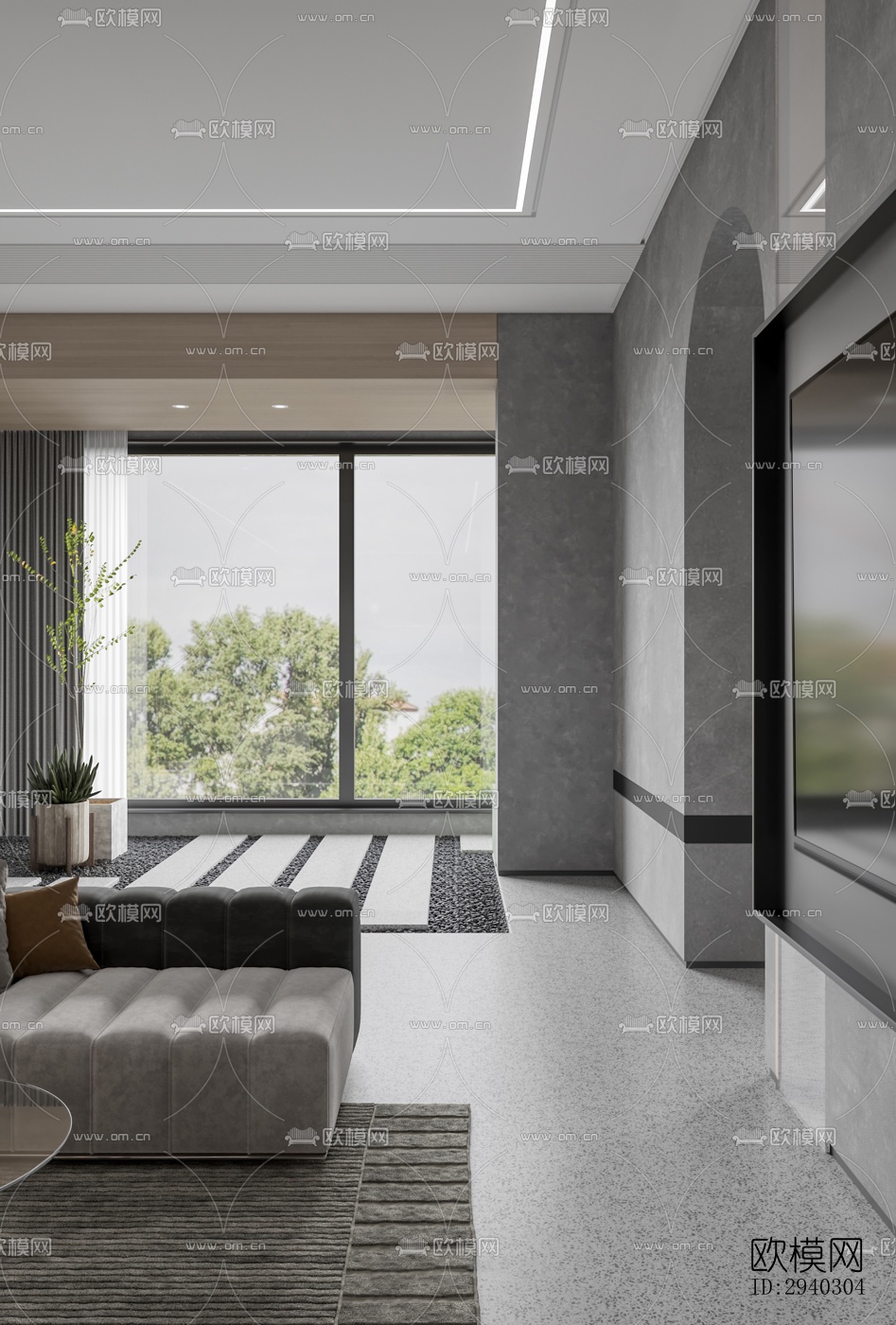 现代平层效果图下载（渲染图14）