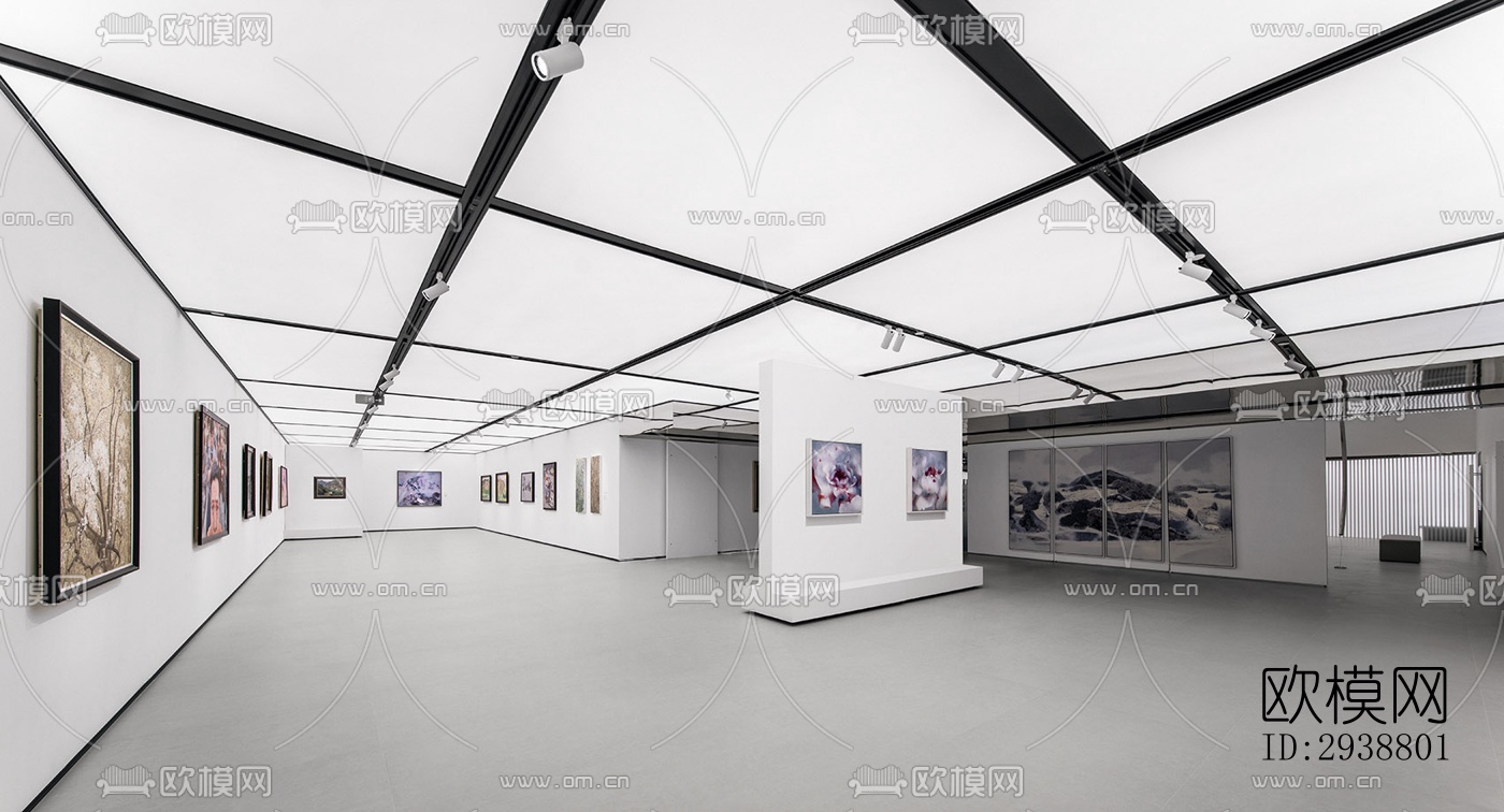 高级灰展览展厅效果图下载（渲染图4）