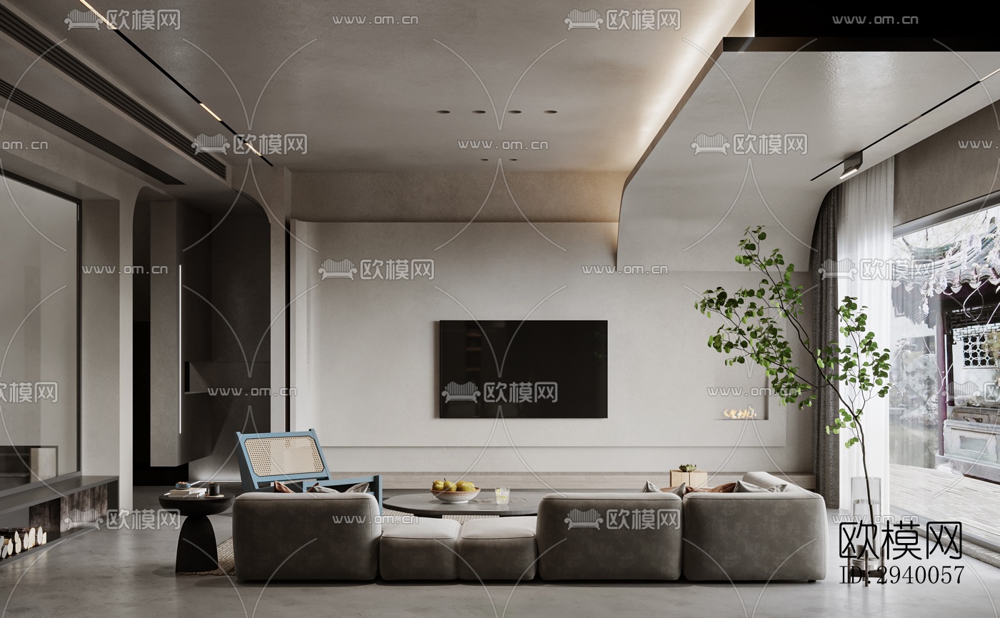 侘寂平层效果图下载（渲染图1）