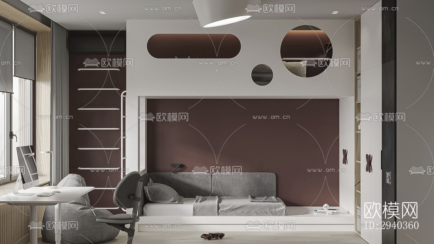 现代平层效果图下载（渲染图9）