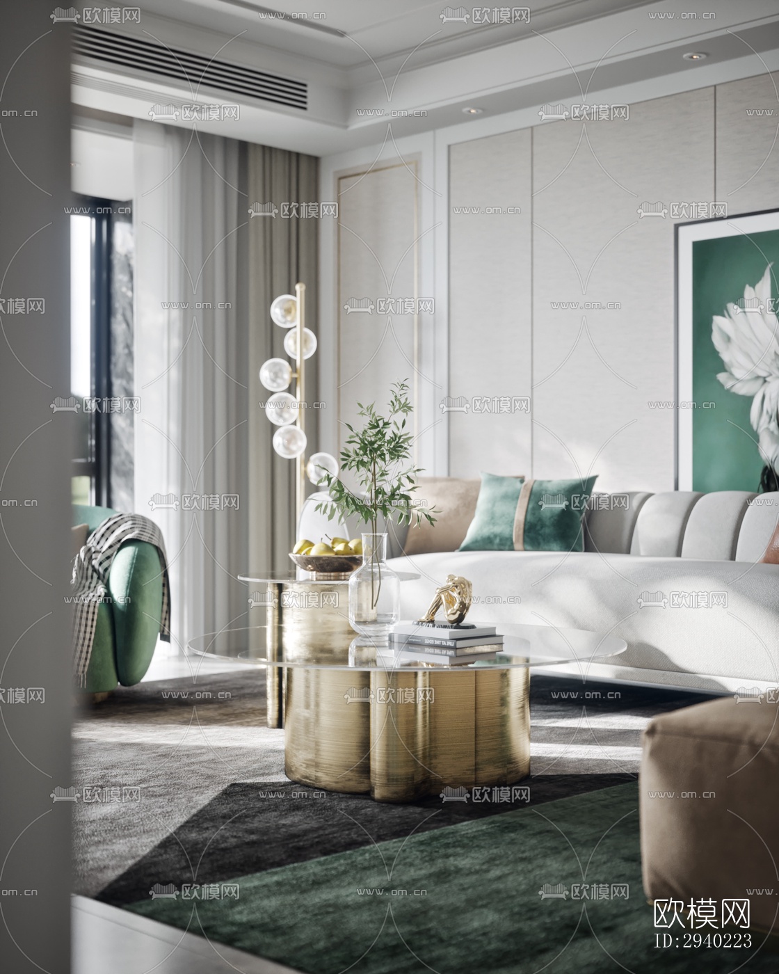 欧式平层效果图下载（渲染图3）