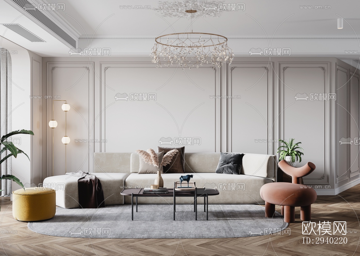 欧式平层效果图下载（渲染图10）