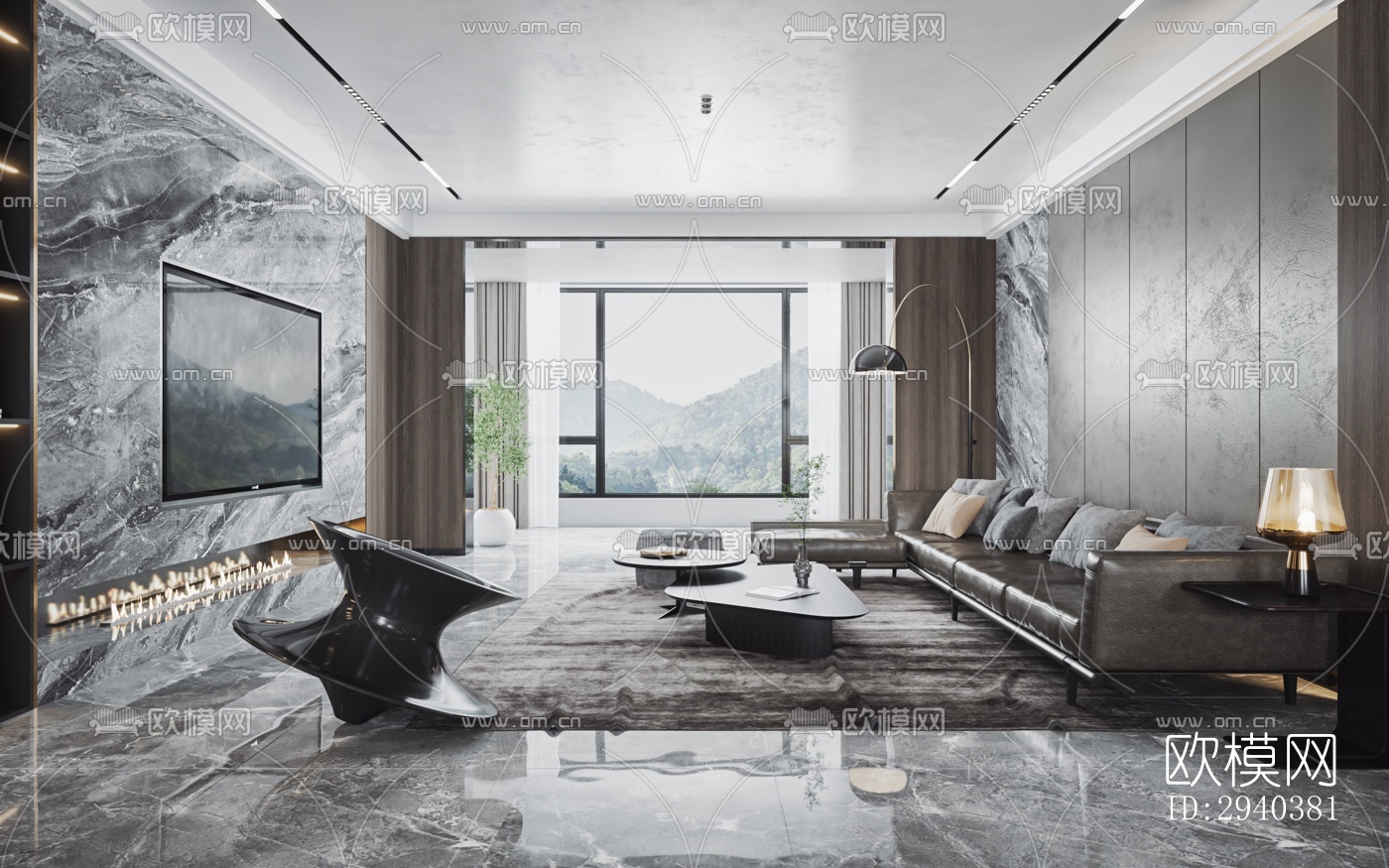 现代平层效果图下载（渲染图1）