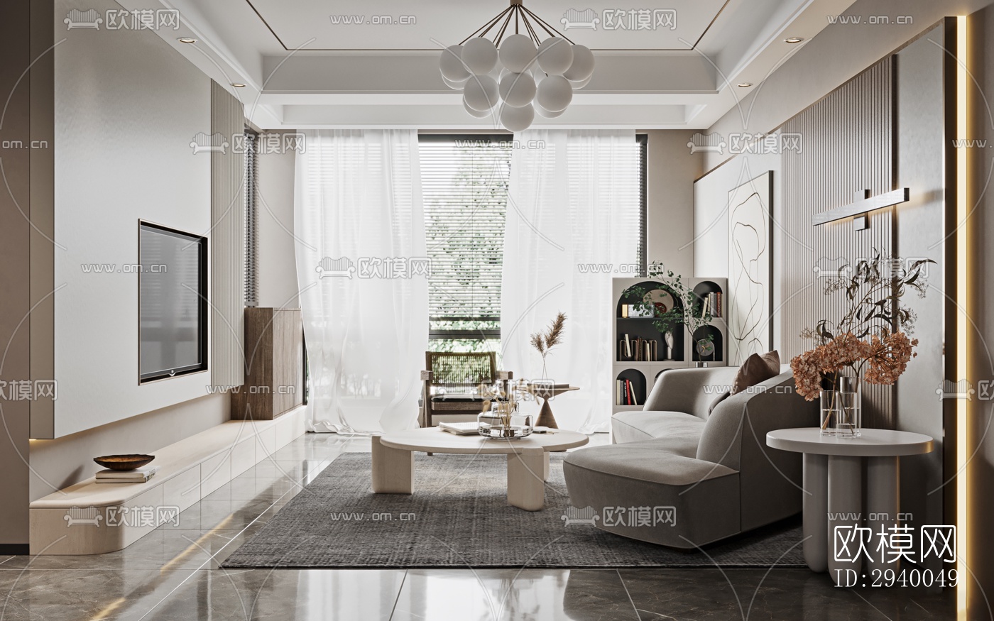 侘寂平层效果图下载（渲染图9）