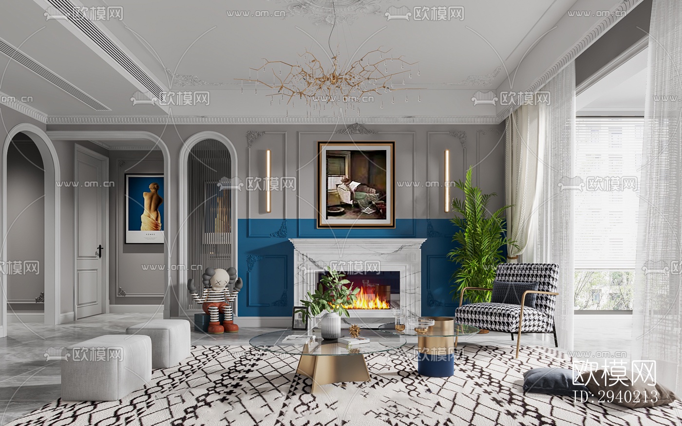 欧式平层效果图下载（渲染图6）