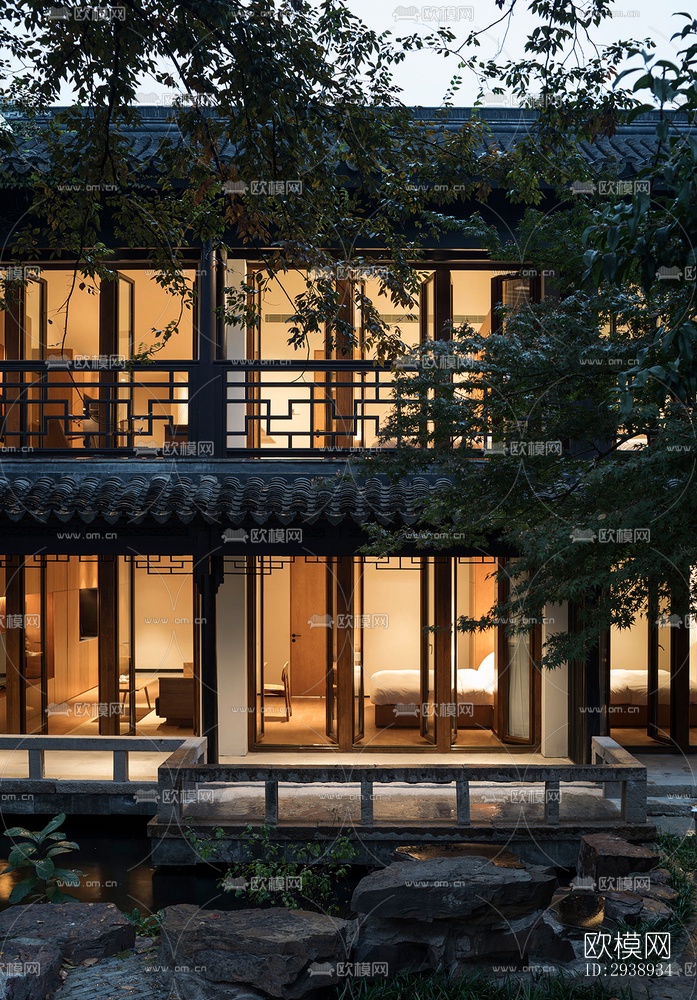 中式酒店民宿效果图下载（渲染图10）