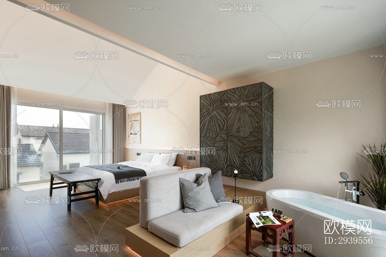 现代酒店民宿效果图下载（渲染图6）