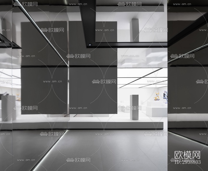 高级灰展览展厅效果图下载(渲染图11)