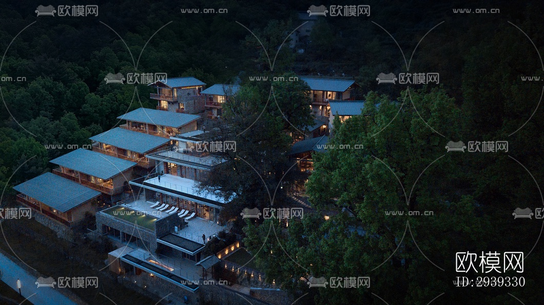 新中式酒店民宿效果图下载（渲染图12）