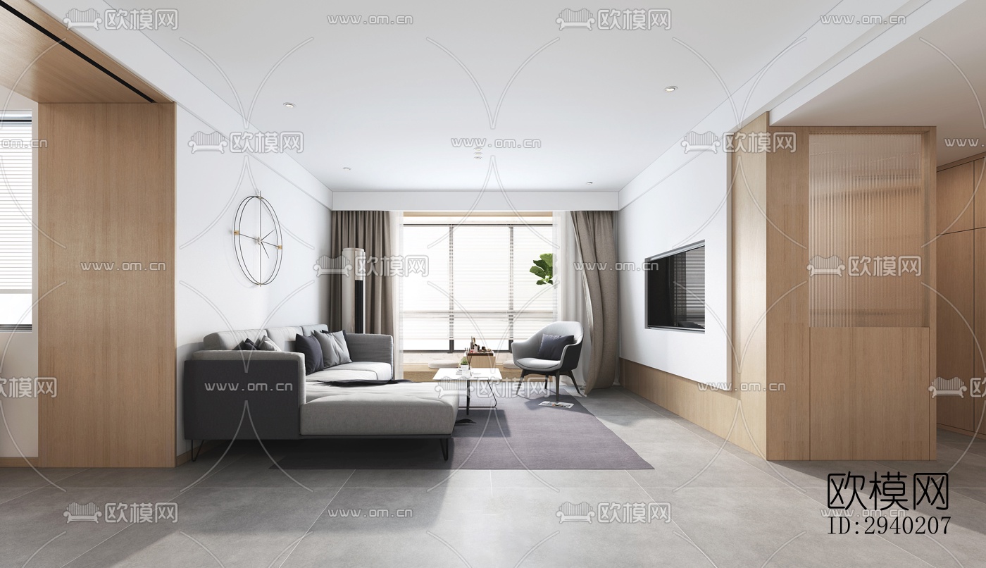 日式平层效果图下载（渲染图1）