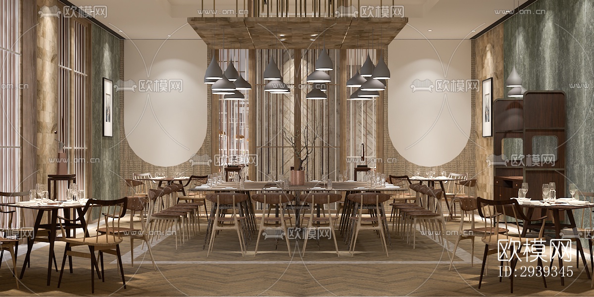 新中式酒店民宿效果图下载（渲染图2）