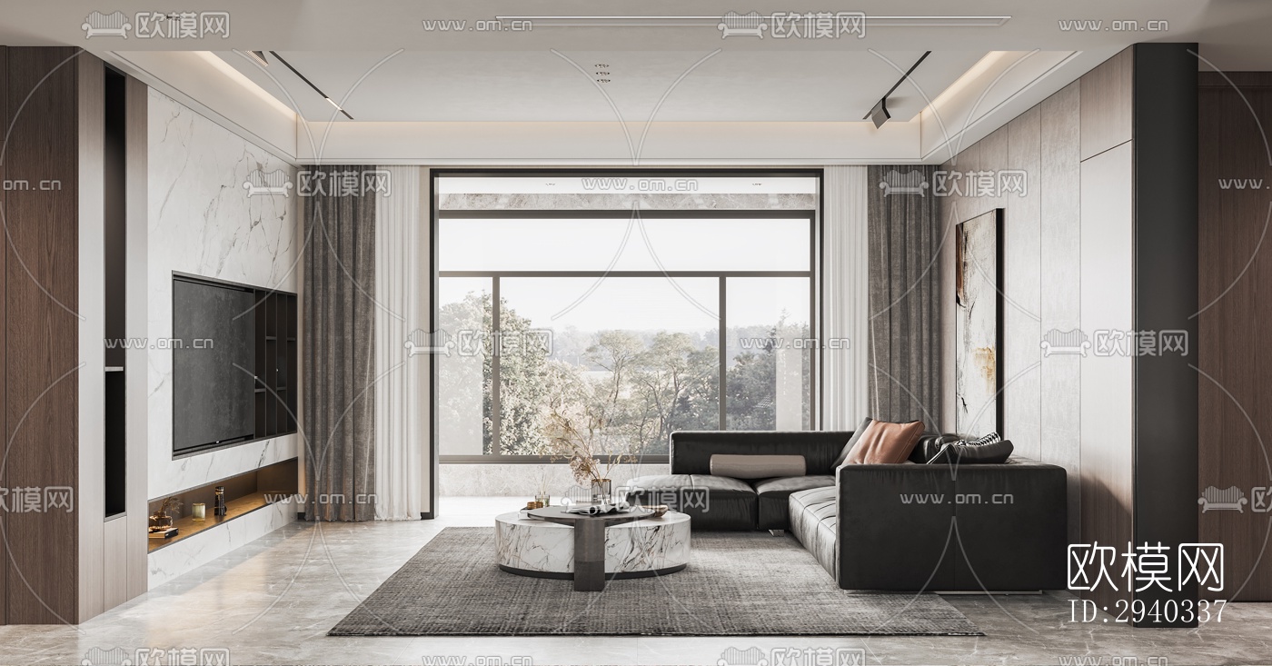 现代平层效果图下载（渲染图1）