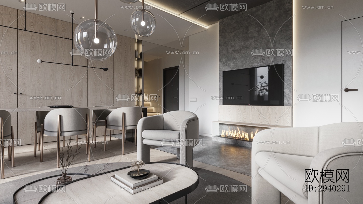 现代平层效果图下载（渲染图15）