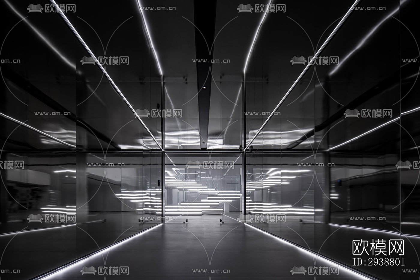 高级灰展览展厅效果图下载（渲染图15）