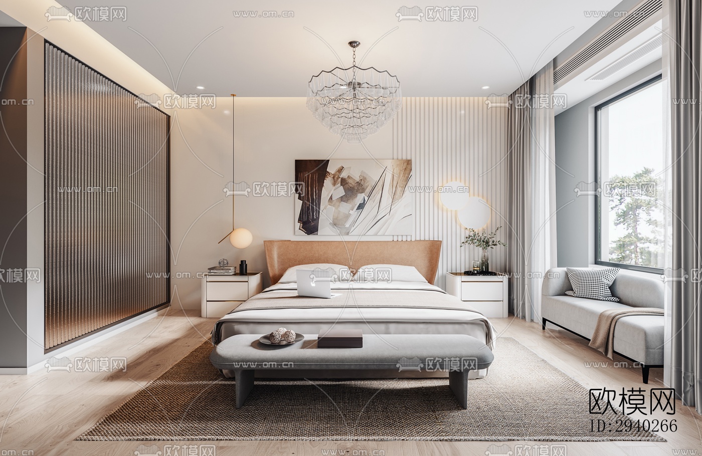 现代平层效果图下载（渲染图9）