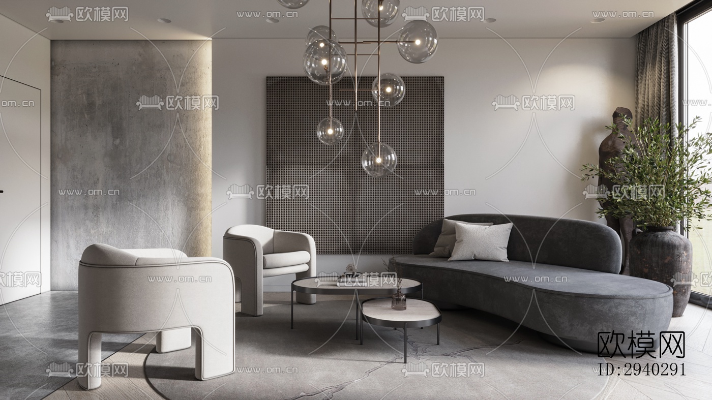 现代平层效果图下载（渲染图14）