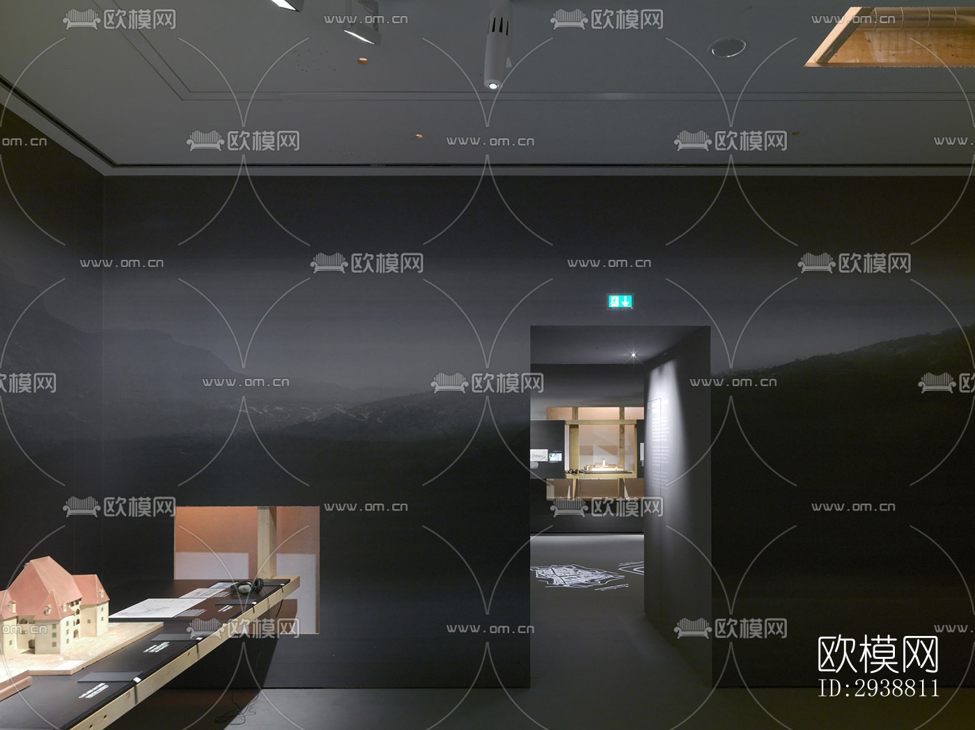 高级灰展览展厅效果图下载（渲染图15）