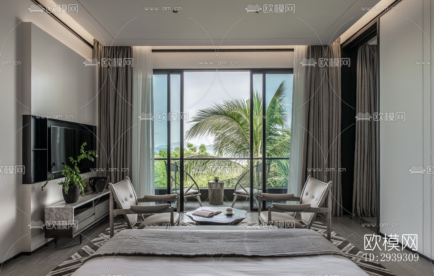 新中式酒店民宿效果图下载（渲染图3）